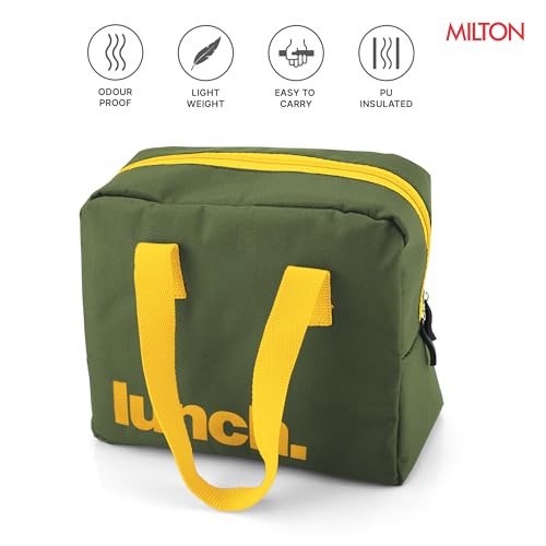 Image of MILTON The Lunch Bag | Insulated Tiffin Bag for Office, Men & Women | Eco-Friendly, Durable & Spacious | Fits Lunch Box & Bottle | Multi-Use Bag for School & Travel | 2.56 L - Green