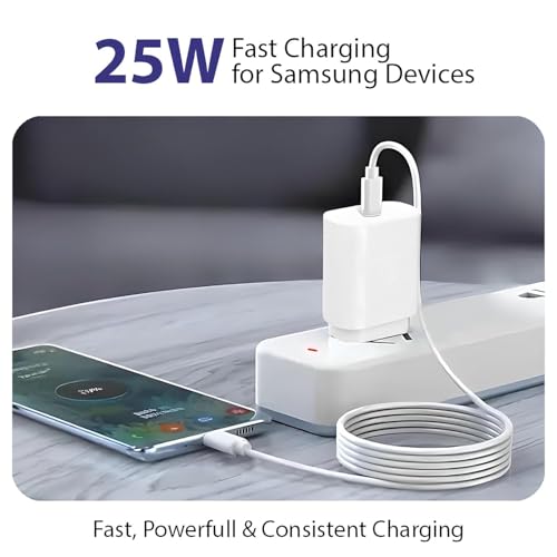 Image of Original 25Watt Adaptor Compatible with Samsung M32S - M32 5G - M22 - M62 - M51 - M13- M23- M33 5G - M54 5G - M34 5G - A10e - A21s - A31s - A71s - A11s - A12e - A101 Core - White