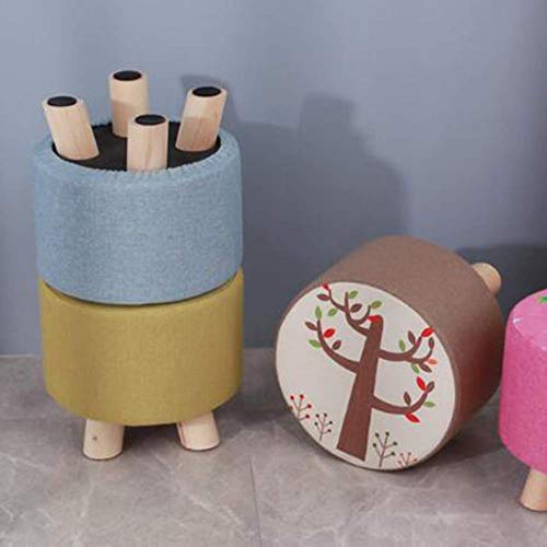 Petit tabouret en bois massif blanc 28x25cm pour canapé salon