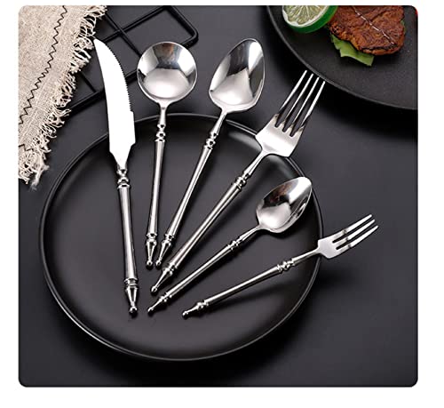 set posate inox 1 persone, set di posate 6 pezzi, servizio posate lucidato a specchio, posate moderne adatte a casa/festa/ristorante (silver)