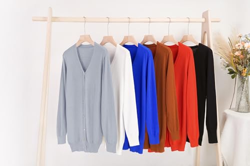 SVALIY Cardigan Sweaters for Women Lightweight Open Front Sweater Knit Long Cardigans Button Fall Outfits White L — view 6
