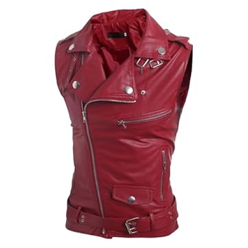 red leather vest mens