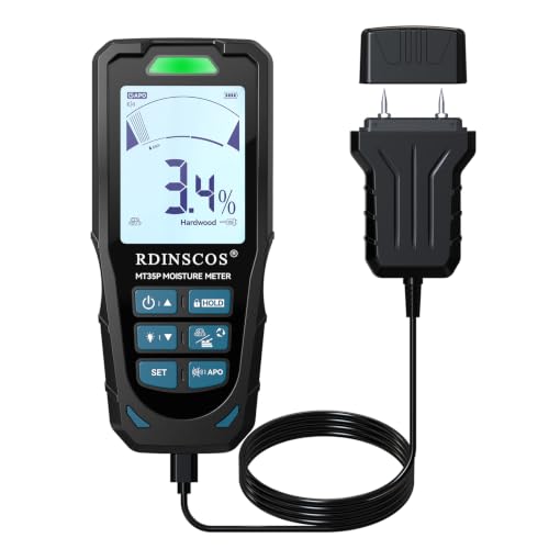 Pinless & Pin-Type Moisture Meter for Wood, Drywall & Concre...