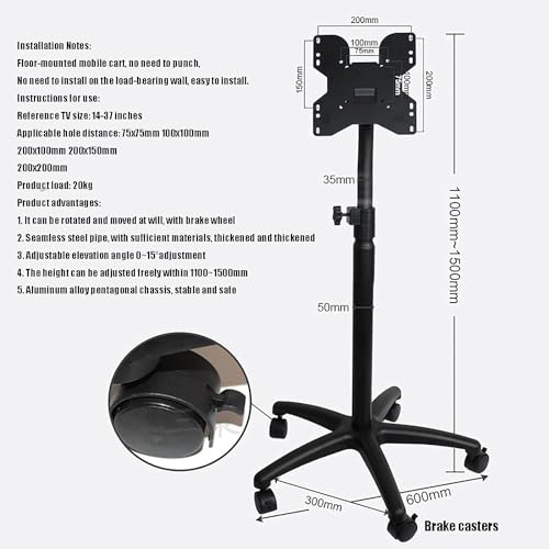 Soporte móvil para TV con ruedas y altura ajustable miniatura 5