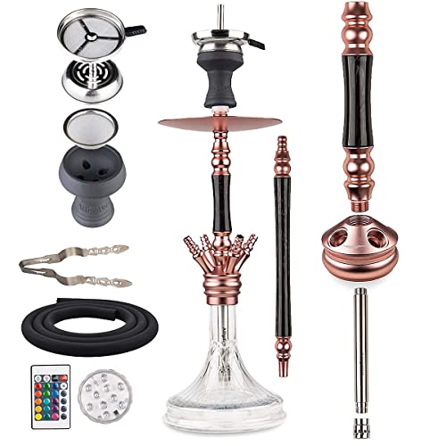 Alligator Shisha Bingo Performance, Alu-Wasserpfeife, Hookah, 4 Anschlüsse, Diffusor, LED, Rose
