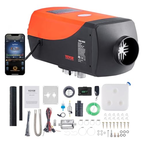 VEVOR Bluetooth App Control Diesel Air Heater 12V 2KW Diesel Heater with Automatic Altitude Adjustment Remote Control and LCD Diesel Parking Heater for RV Trailer Camper Van Boat and Indoors