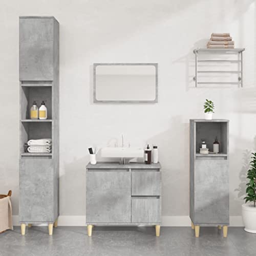 Armario de baño gris hormigón de 65 cm en madera de ingeniería 2