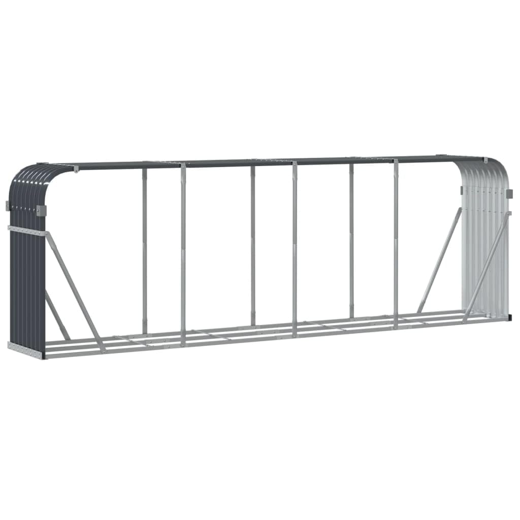 Kaminholzregal Innen Brennholzregal Außen 2-in-1 Kaminholzständer für Kaminholz Aufbewahrung Feuerholzregal Kaminholzunterstand Anthrazit 300x45x100 cm Verzinkter Stahl