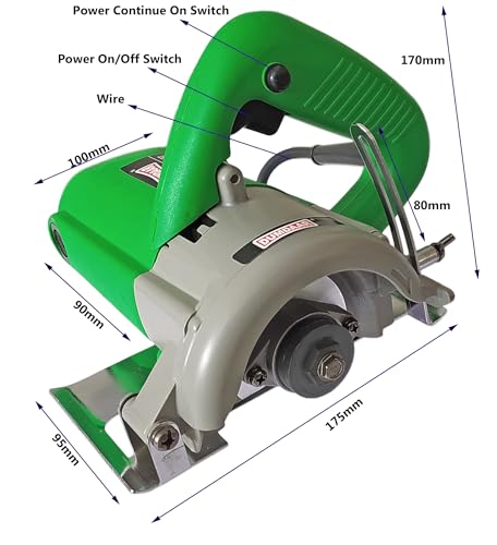 Image of Inditrust Dumdaar (DM) 1300W Marble cutting machine with 1pc Marble Cutting blade set Handheld Tile Cutter 110mm (GREEN)
