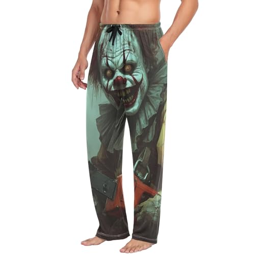 Clown Scary Yellow Pajama Pants for Men Men's Separate Bottoms, Lounge Pants with Pockets S4