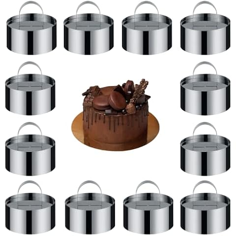 yeesport 12-Piece Stainless Steel Cake Rings Set Cover
