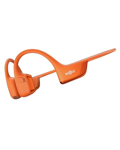SHOKZ New OpenRun Pro 2- Bone Conduction Headphones, Open-Ear Bluetooth Wireless Sport Earphones for Running, Workouts - Sweat Resistant, Secure Comfortable Fit -Deep Bass, Smart Mic, Reflective Strip - Standard - Orange