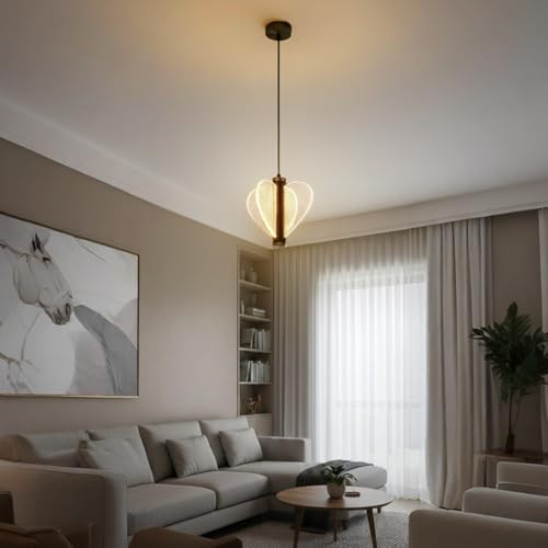 Image of Heart Wing Modern LED Pendant Light | Luxury Heart Wing Design Ceiling Hanging Lamp | 3 Color Modes | Black & Gold Finish Decorative Light for Living Room, Bedroom, Dining Room, Restaurant