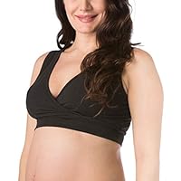 Fishers Finery Sutiã de amamentação feminino sem fio; opção de conjunto de almofadas de amamentação, Preto, PP