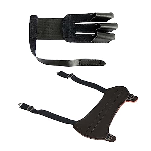 FOYTOKI 1Pc Three Fingers Protective Gear Glove Arm Protector for Hunting Includes Wrist Hook Loop Strap for Left Right Hand Use