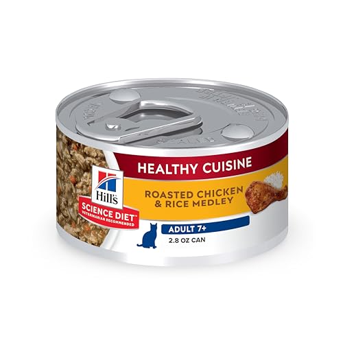 Hill's Science Diet Adult 7+ Healthy Cuisine Wet Cat Food, Roasted Chicken & Rice, 2.8 oz. Cans, 24-Pack