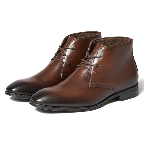 Image of Holy dove Mens Lightweight Dress Boots Leather Oxford Ankle Boots | Full-grain leather Upper,Non-Slip Rubber Sole,Ankle-high Lightweight Business formal Style