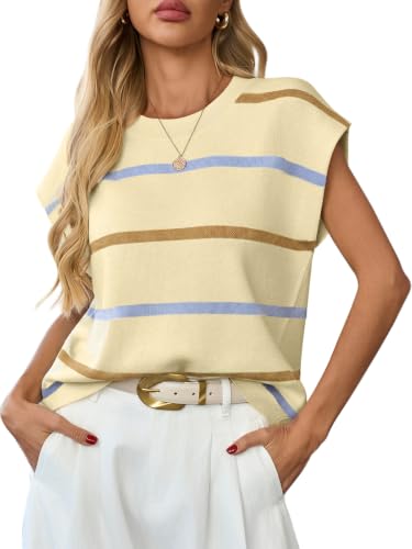 Image of GREAIDEA Womens Sweater Vest Cap Sleeve Business Casual Tops Work Shirts | Crewneck Knit Tank, Sleeveless Dressy Blouses, Office Outfits, Loose Pullover Top, 2026 Summer Fall Trendy Clothes