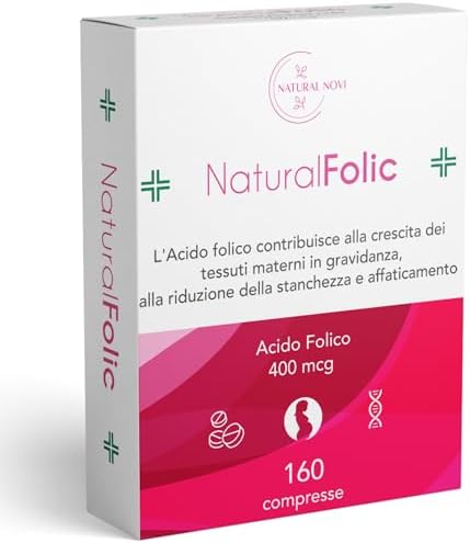 Acido Folico 400 mcg NaturalFolic® |160 compresse | oltre 5 mesi di fornitura | Senza lattosio e Senza Glutine | Gravidanza e Fertilità
