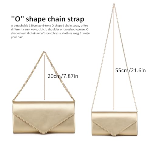 Image of DETARA Women Evening Bag Vegan Leather Clutch Purse Shoulder Crossbody Envelope Bag for Party Wedding Prom Bridal