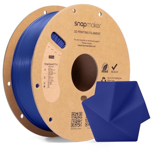 Image of Snapmaker PLA Basic Filament 1.75mm,Snapspeed 3D Printer Filament for Up to 300mm /s High Speed Printing,Dimensional Accuracy + /- 0.02 mm,Clog-Free for Most FDM Printers,1kg Spool (2.2lbs) (Blue-RFID)