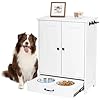 ALINE FURNITURE Dog Feeding Station with Storage Cabinet and 2 Elevated Dog Bowls, Hidden Pet Feeder Station Wood, Dog & Cat Storage Organizer, White