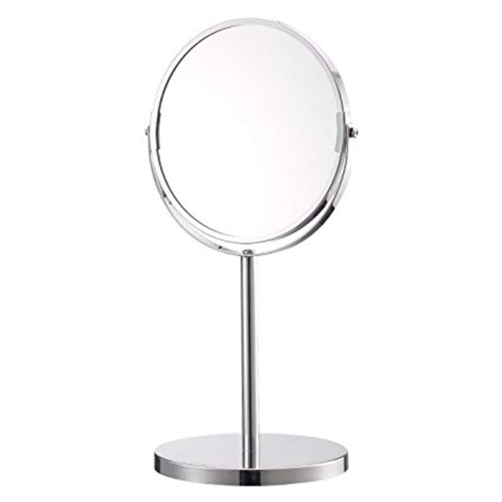 U-K Housewares Oval Table Mirror Metal Double Sided Table Mirror Makeup Cosmetic - 6 x 14CM - Silver - 2X Magnified Creative & Exquisite Workmanship