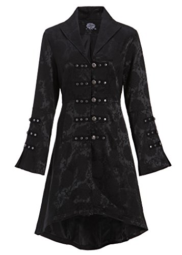 Womens Black Brocade Gothic Steampunk Floral Jacket Coat  Size US 12