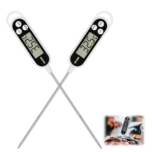Lot de 2 thermometre cuisine, termometre cuisson LED digital, thermomètre alimentaire à lecture...