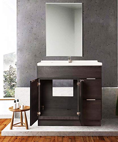 36 Inches Portuna Black Bathroom Vanity Flat Door Style Rta Cabinet Base - Niturra Moderno Series, 36 Inches W X 21 Inches D X 34.5 H #TOP30