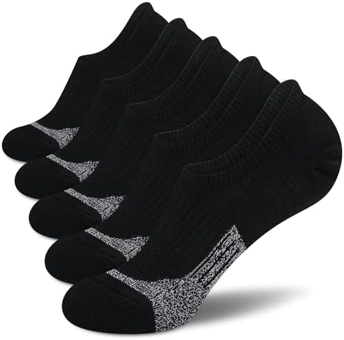 No Show Socks - Athletic Running Thick Cushioned Socks (5 Pairs)
