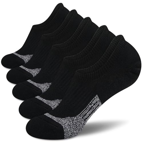 cuangya No Show Socks - Athletic Running Thick Cushioned Socks (5 Pairs)