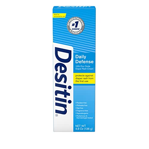 Image of Desitin Daily Defense Baby Diaper Rash Cream with Zinc Oxide to Treat, Relieve & Prevent diaper rash, Hypoallergenic, Dye-, Phthalate- & Paraben-Free, 4.8 oz