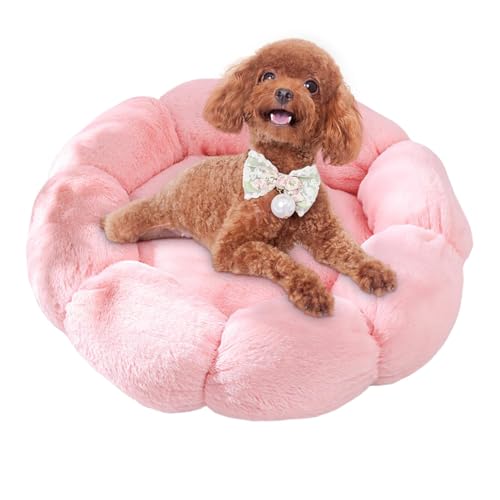 Lit chaud pour chat en peluche lavable - Panier doux forme grotte fleur - 7