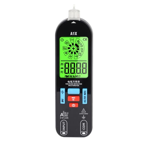 Jeffergarden Multímetro Detector de Voltaje, Rango Automático, Recargable, Tipo Bolígrafo, Mini Probador Digital con Pantalla LCD Portátil para Voltaje CA/CC, Resistencia y continuidad.
