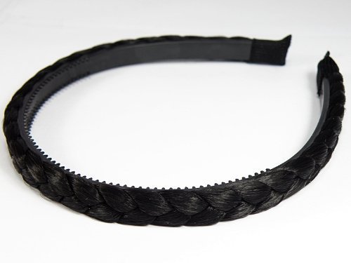 H1117 New Headband Synthetic Hair Wig Braid Black Wide 1 Cm Beautiful by Fonza Shop