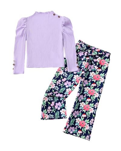 Image of Little Girls Clothes Kids Fall Winter Outfits Pant Set for Girl Age 4-8 | Girls Fall Winter Clothes, 2 Peices, Long Sleeve Shirt, Cute Clothing, Gifts, Family Photos, School, Christmas, Cotton Blend
