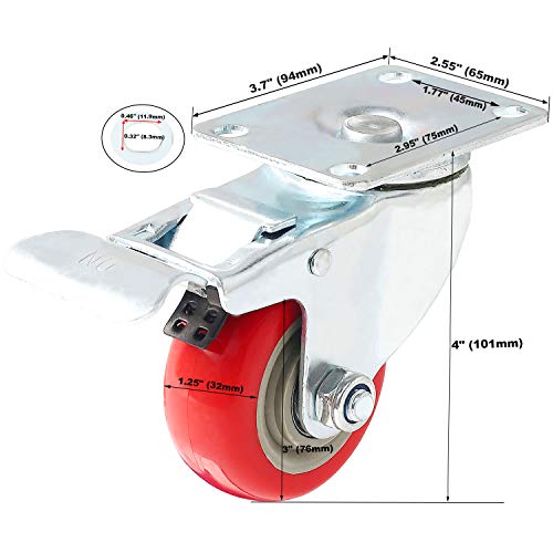4 Pack Caster Wheels (3 inch with Brake) - Image 2