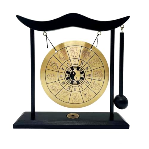 Chinese desktop gong Fengshui Mini table top gong Attached mallet Chan sect Musical Instruments...