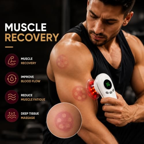 Image of Belly Sculpting Machine for Face & Body, Electric Cellulite Massager for Belly, Waist, Arms and Legs, 4-in-1 Red Light, Heat, Dynamic Cupping & Massage with 2 Cups, 3 Levels