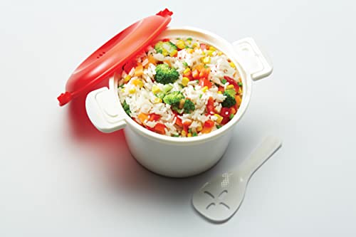 KitchenCraft Rice Cooker - Microwave Steamer, BPA Free Plastic, 1.5 Litre, White/Red - Image 5