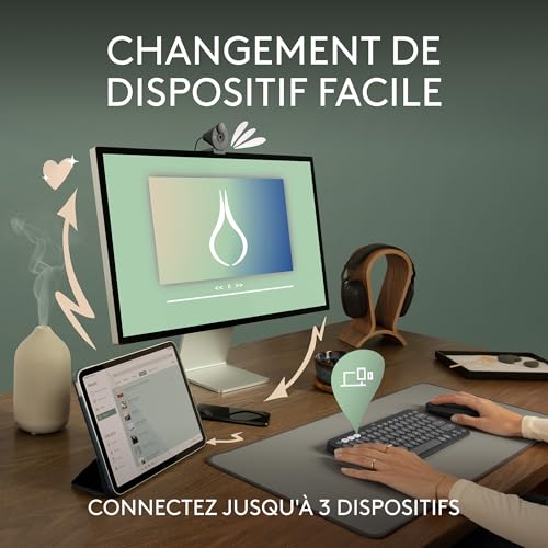 Logitech Pebble Keys 2 K380s clavier sans fil Bluetooth multidispositif, raccourcis personnalisables, fin et portable, Easy-Switch pour Windows, macOS, iPadOS, Android, ChromeOS, FR AZERTY - Graphite