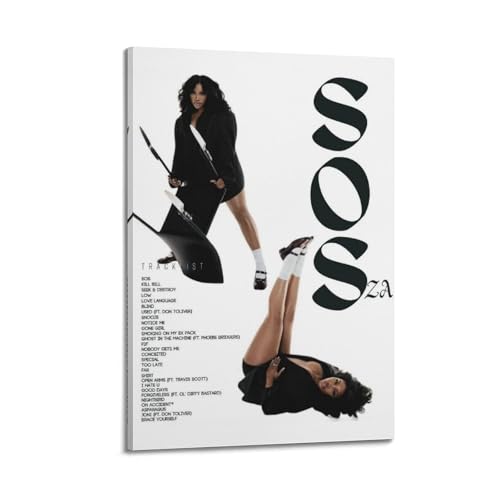 DWNARTS SZA-SOS - Póster de la portada del álbum de música de éxito, póster de lienzo, cantante pop, retrato estético, arte de pared, impresiones decorativas para sala de estar, dormitorio, 20 x 30