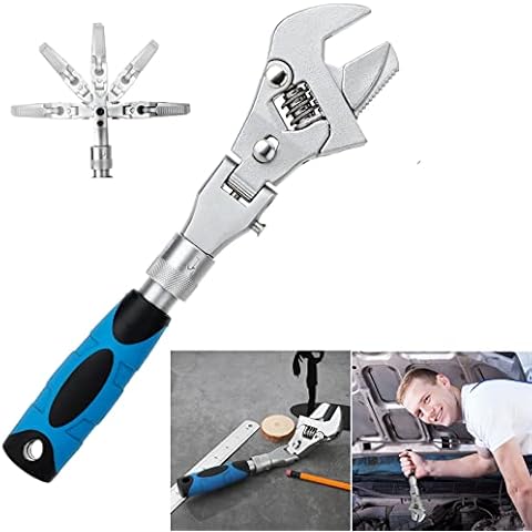 TITA-DONG Adjustable Wrench , Flex Ratcheting Wrench with 180 Degree Rotating Head Folding Shaking Head Ratchet Fast Machine Repairing Bathroom air Conditioner 5-in-1 Adjustable Wrench Cover