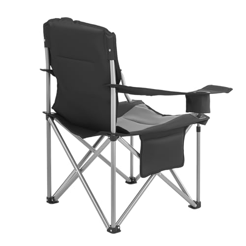 VEVOR Oversized Camping Folding Chair, Portable Heavy Duty Outdoor Quad Lumbar Back Padded with Side Pockets, Cup Holder and Cooler Bag for Beach, Lawn, Picnic, Fishing, Backpacking, 2 Pack