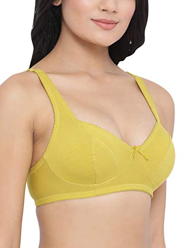 Image of Clovia Women's Cotton Non-Padded Non-Wired Bra in Mustard Yellow - Cotton in Yellow