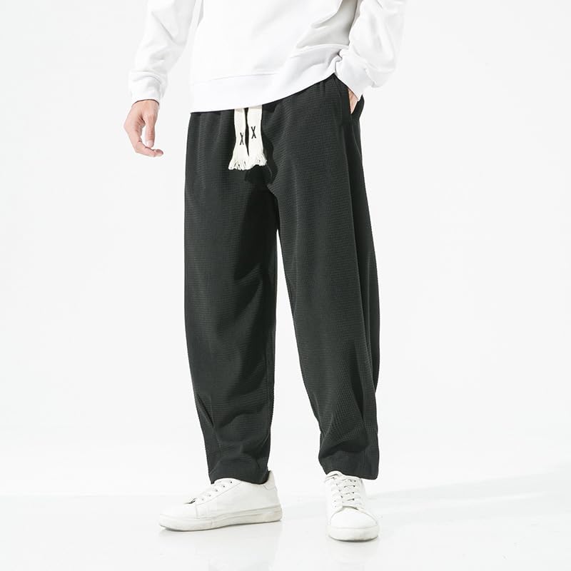 GUOYUXIAO Men's Pants Autumn Winter Casual Pants Drawstring Loose Thin Trouser3