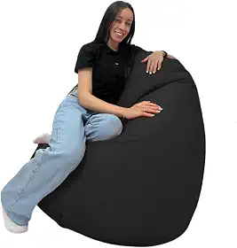 Puff Pêra Cheio C/Enchimento Decoração Conforto Eventos Gigante (Preto)