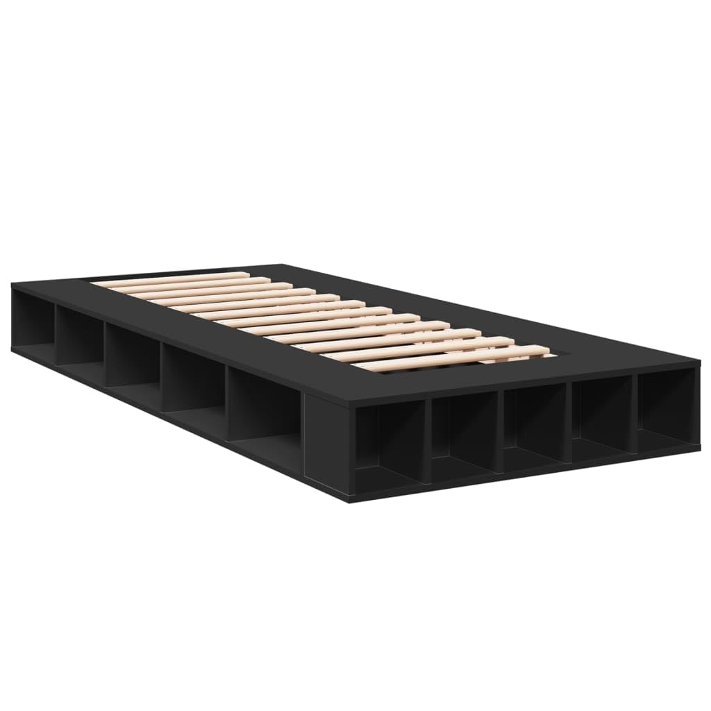 vidaXL Bed Frame without Mattress Black 75x190 cm Small Single — image 1