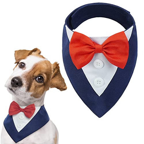 FUAMEY Dog Tuxedo for Large Dogs,Dog Formal Suit Dogs Attire Pet Bow Tie Puppy Party Costumes Cat Tux Outfits Pets Bandana Cosplay Adjustable Bowties
